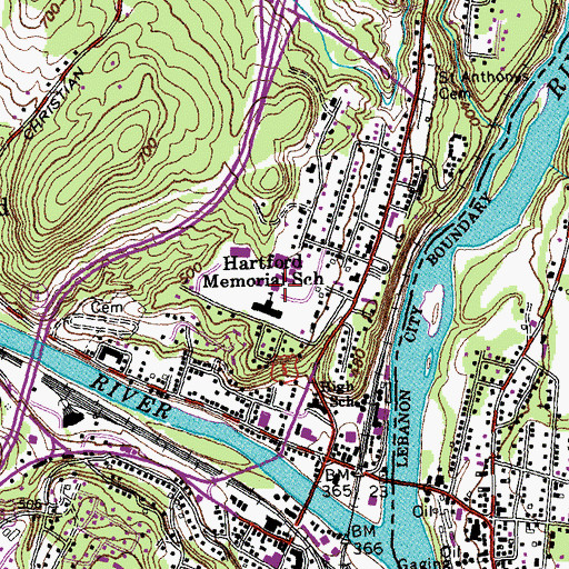 Topographic Map of Hartford School District Office, VT