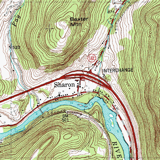 Topographic Map of Sharon Academy Middle School, VT