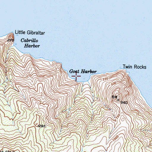 Topographic Map of Goat Harbor, CA