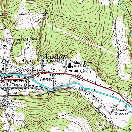 Topographic Map of Okemo Mountain School, VT