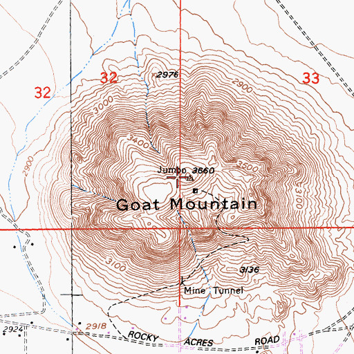 Topographic Map of Goat Mountain, CA