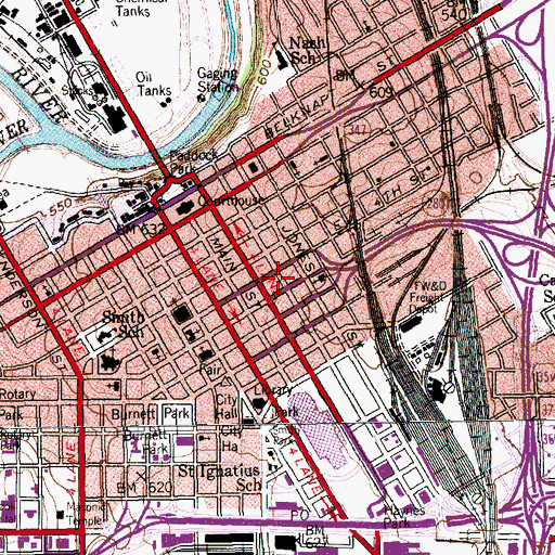 Topographic Map of Bass Performance Hall, TX