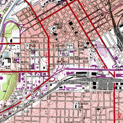 Topographic Map of Central Fire Station, TX