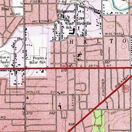 Topographic Map of Christian Center, TX