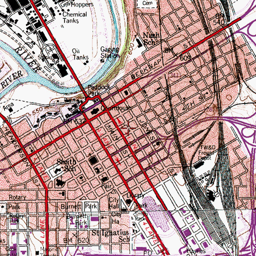 Topographic Map of City Center Tower II, TX