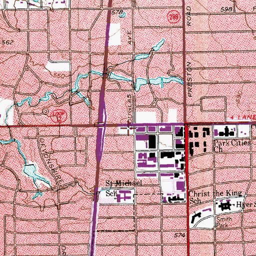 Topographic Map of Dallas Fire - Rescue Station 27, TX