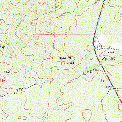 Topographic Map of Goat Peak, CA