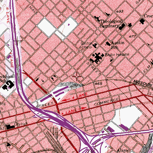 Topographic Map of Dallas Fire and Rescue Station 3, TX