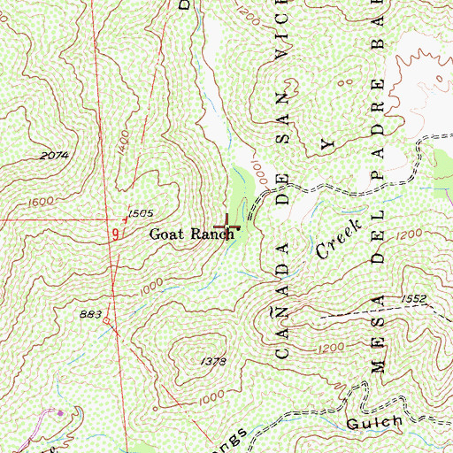 Topographic Map of Goat Ranch, CA