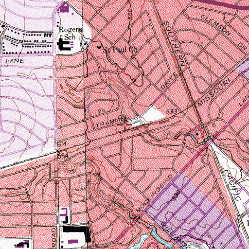 Topographic Map of Dallas Fire - Rescue Station 55, TX