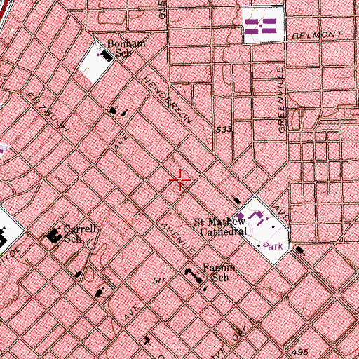 Topographic Map of Dallas Fire - Rescue Station 8, TX