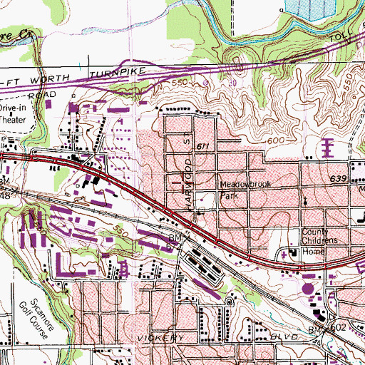 Topographic Map of Fort Worth Fire Department Station 14, TX