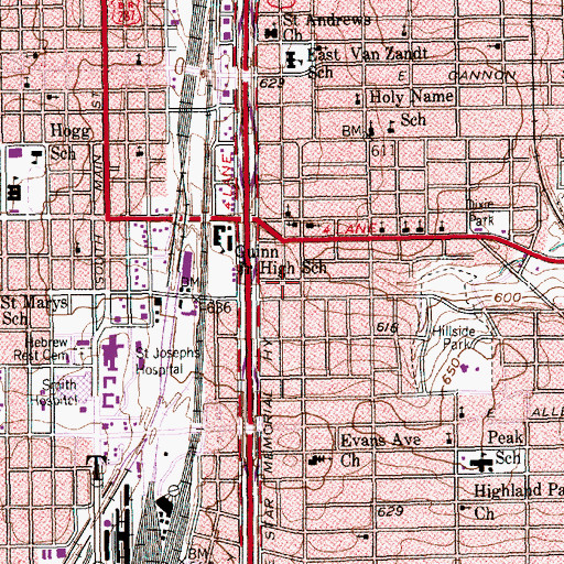 Topographic Map of Fort Worth Fire Department Station 5, TX