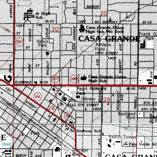 Topographic Map of Union High School, AZ