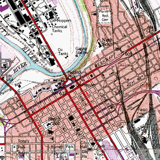 Topographic Map of One Belknap Courthouse, TX