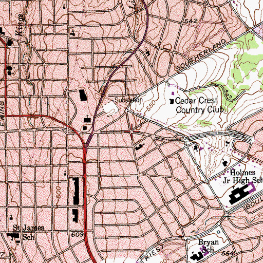 Topographic Map of Cedar Crest Christian Methodist Episcopal Church, TX