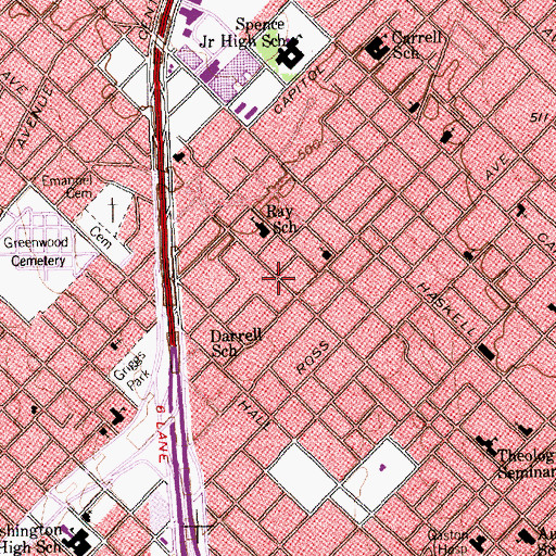 Topographic Map of Centeral Dallas Church, TX