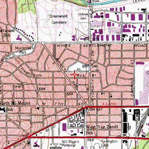 Topographic Map of Central Christian Church, TX