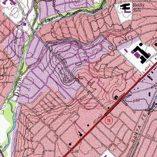 Topographic Map of Central Lutheran Church, TX