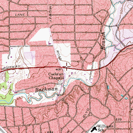 Topographic Map of Christian Science Reading Room, TX