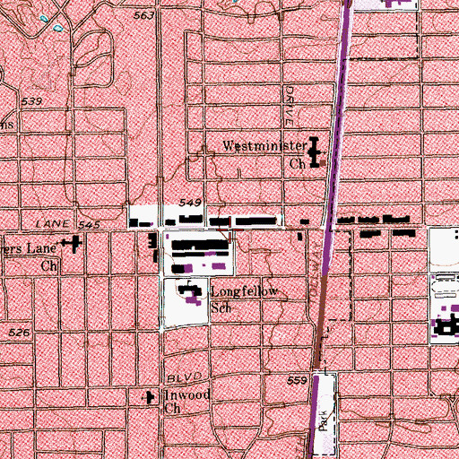 Topographic Map of Christian Science Reading Room, TX