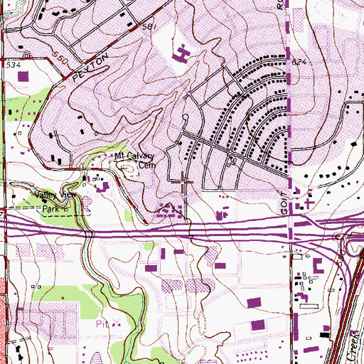 Topographic Map of Church in Dallas, TX