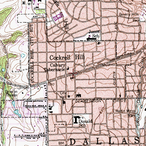 Topographic Map of Church of Christ of Cockrell Hill, TX