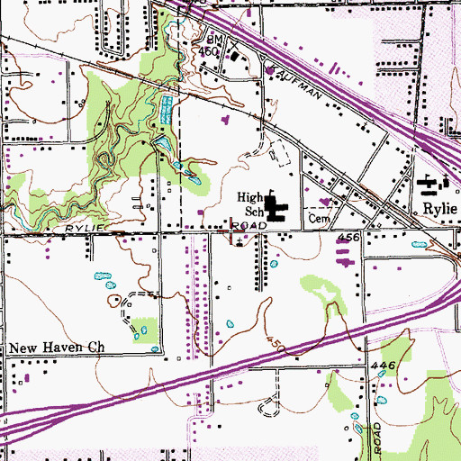 Topographic Map of Church of Christ of Rylie, TX