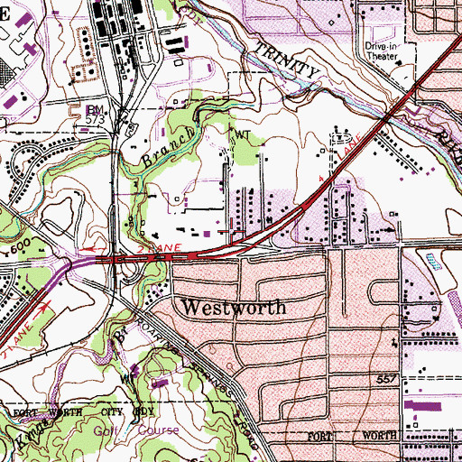 Topographic Map of Church of Christ West Side, TX