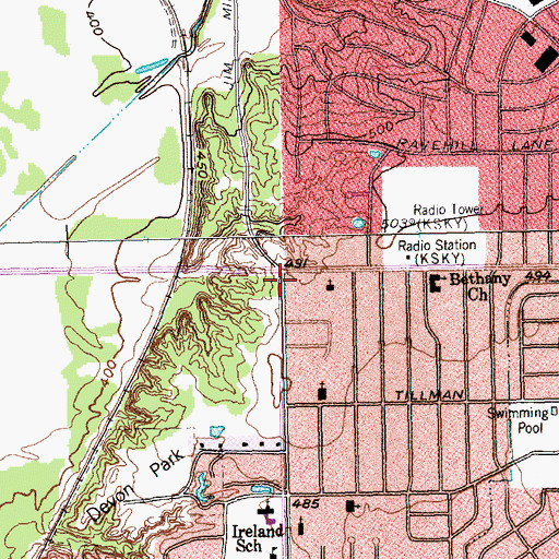 Topographic Map of Church of God, TX