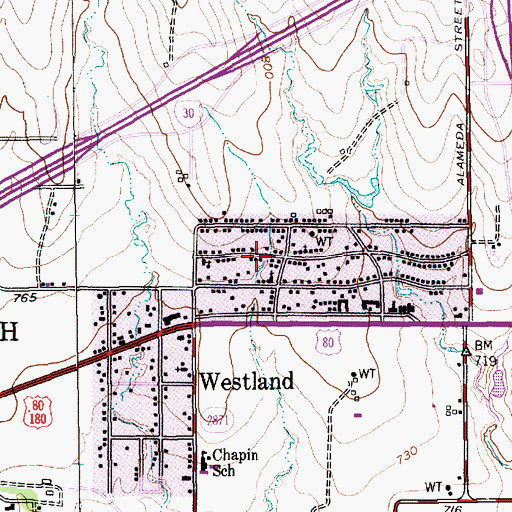 Topographic Map of Church of God, TX