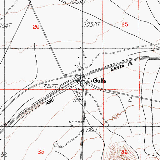 Topographic Map of Goffs, CA