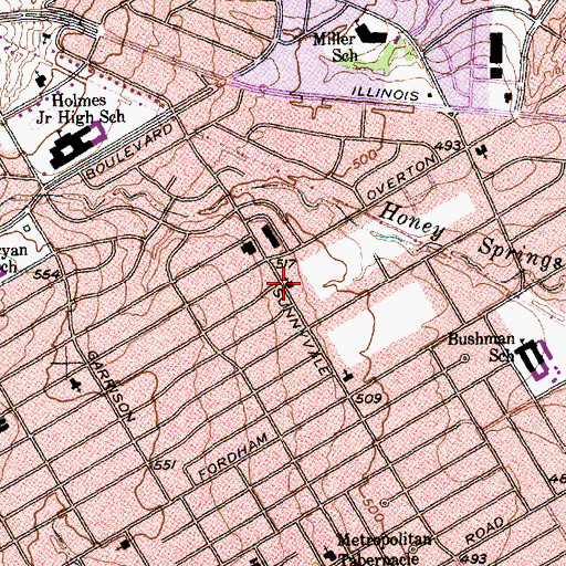 Topographic Map of Church of the Living God, TX