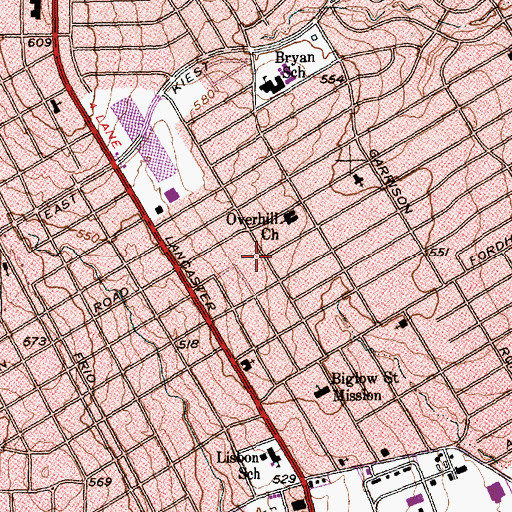 Topographic Map of Church of the Living God, TX