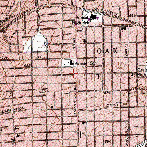 Topographic Map of City Cross Church, TX