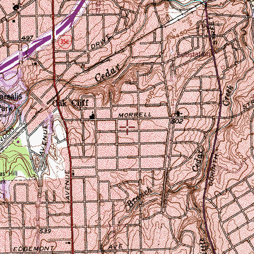 Topographic Map of Community Bible Church, TX