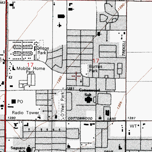Topographic Map of Burris Park, AZ