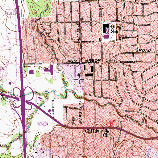 Topographic Map of Crest-Moore King United Methodist Church, TX