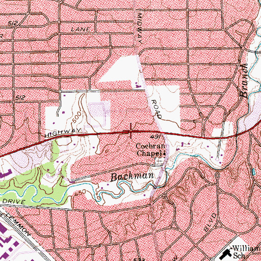 Topographic Map of Dallas Bahai Community Church, TX