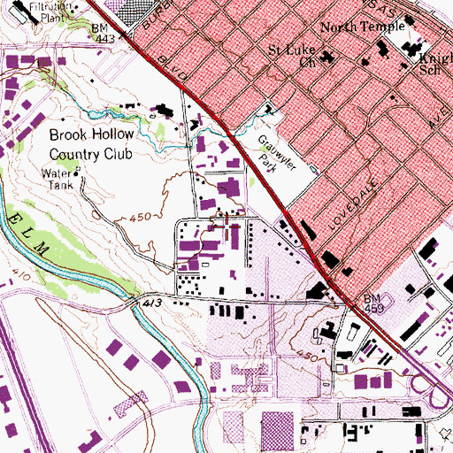Topographic Map of Dallas Family Church, TX