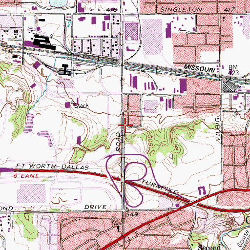 Topographic Map of Dallas Indian Revival Center, TX