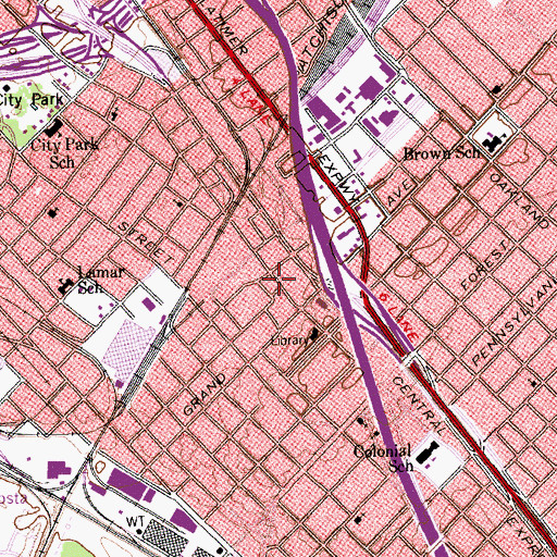 Topographic Map of Dallas Masjid of al-Islam, TX