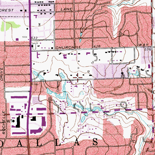 Topographic Map of Dallas Texas Temple, TX