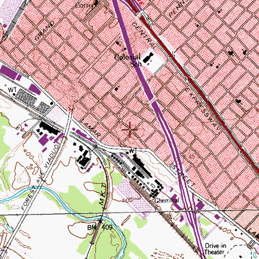 Topographic Map of Damascus Missionary Baptist Church, TX