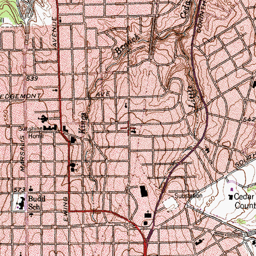 Topographic Map of Denley Drive Christian Church, TX