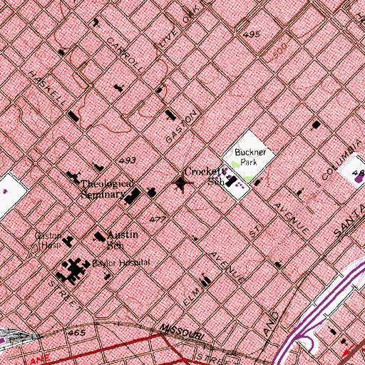 Topographic Map of East Dallas Christian Church, TX