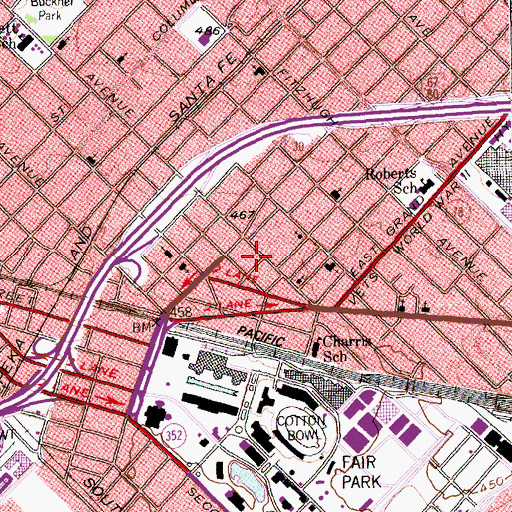 Topographic Map of East Dallas Church of Christ, TX