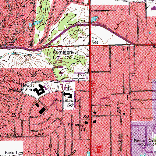 Topographic Map of Ebenezer Missionary Baptist Church, TX
