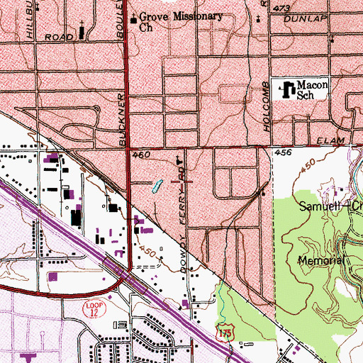 Topographic Map of Elam Baptist Church, TX