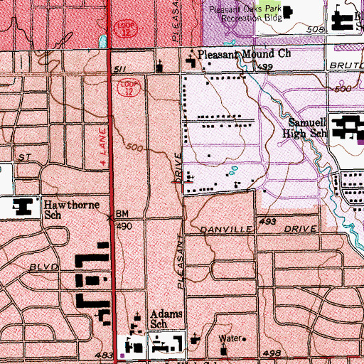 Topographic Map of Evening Light Church of God, TX